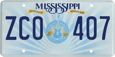MS license plate ZCO407