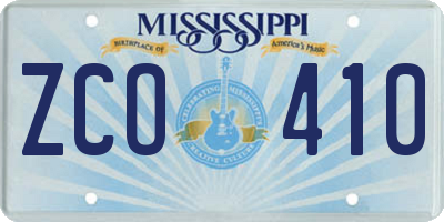 MS license plate ZCO410