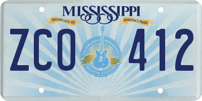 MS license plate ZCO412