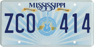 MS license plate ZCO414