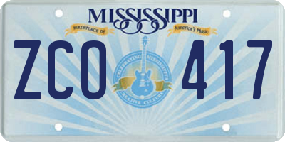 MS license plate ZCO417