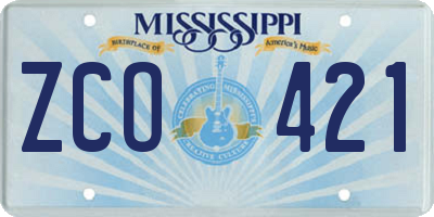 MS license plate ZCO421