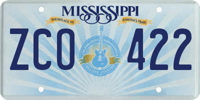 MS license plate ZCO422