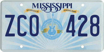 MS license plate ZCO428