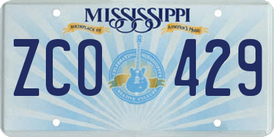 MS license plate ZCO429