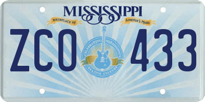MS license plate ZCO433
