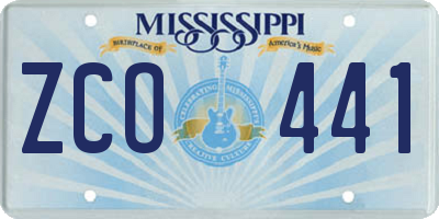 MS license plate ZCO441