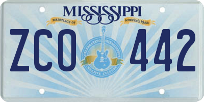 MS license plate ZCO442