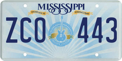 MS license plate ZCO443