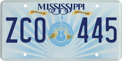 MS license plate ZCO445