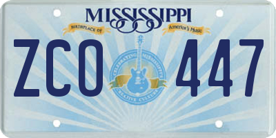 MS license plate ZCO447