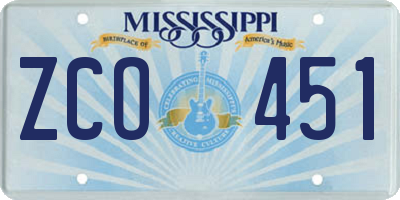 MS license plate ZCO451