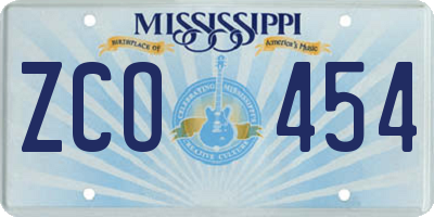 MS license plate ZCO454