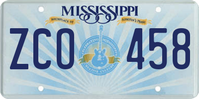 MS license plate ZCO458