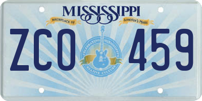 MS license plate ZCO459