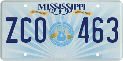 MS license plate ZCO463