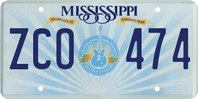 MS license plate ZCO474