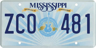 MS license plate ZCO481