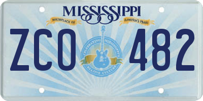 MS license plate ZCO482