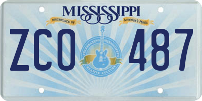 MS license plate ZCO487