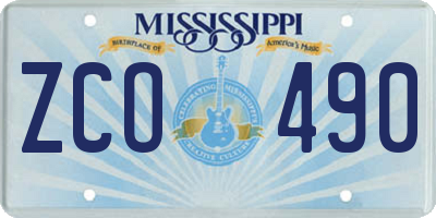 MS license plate ZCO490