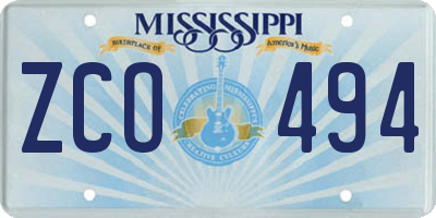 MS license plate ZCO494