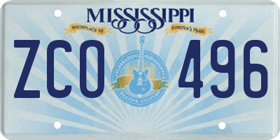 MS license plate ZCO496