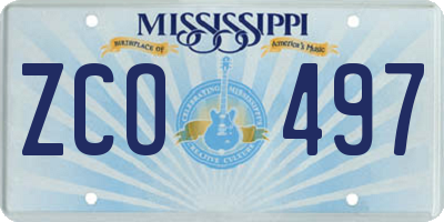 MS license plate ZCO497