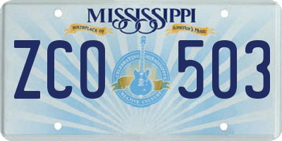 MS license plate ZCO503