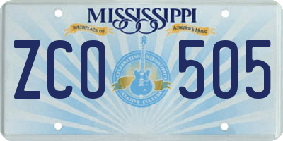MS license plate ZCO505