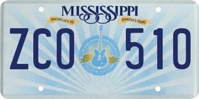 MS license plate ZCO510