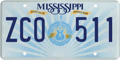 MS license plate ZCO511