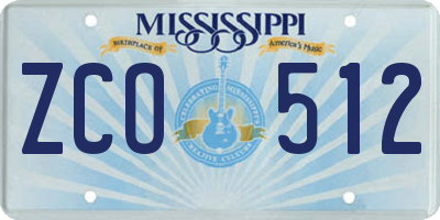 MS license plate ZCO512