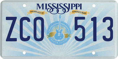 MS license plate ZCO513