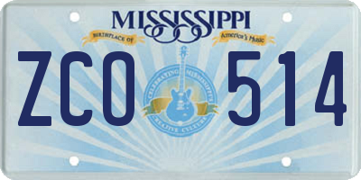 MS license plate ZCO514