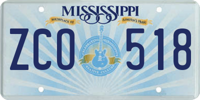 MS license plate ZCO518