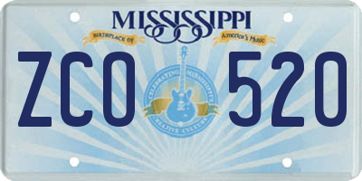 MS license plate ZCO520