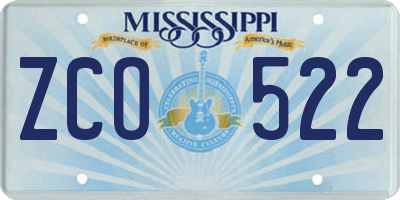 MS license plate ZCO522