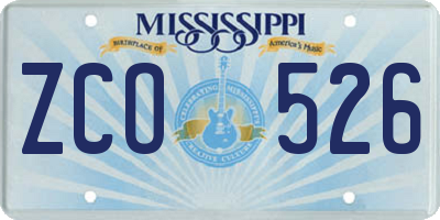 MS license plate ZCO526