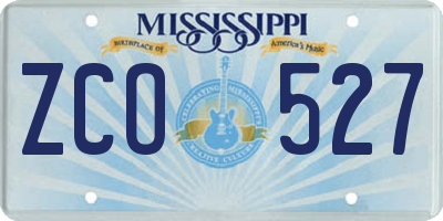 MS license plate ZCO527