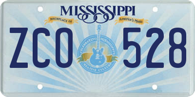 MS license plate ZCO528
