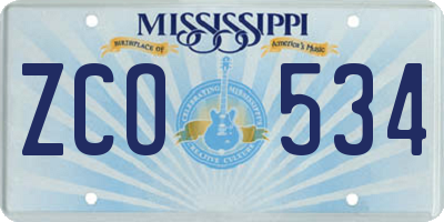 MS license plate ZCO534