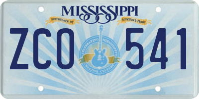 MS license plate ZCO541