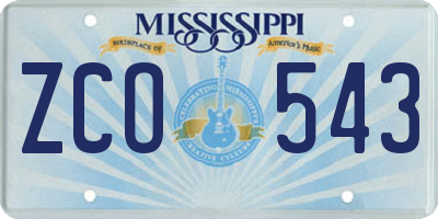 MS license plate ZCO543