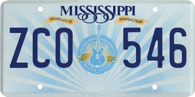 MS license plate ZCO546