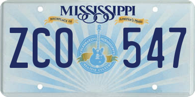 MS license plate ZCO547
