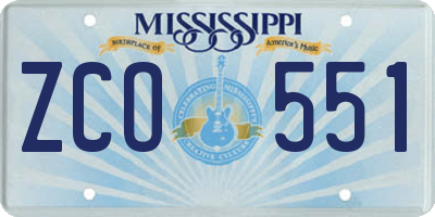 MS license plate ZCO551