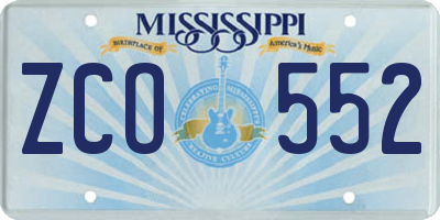 MS license plate ZCO552