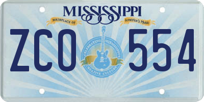 MS license plate ZCO554
