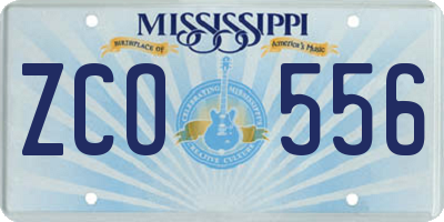 MS license plate ZCO556